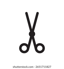  open scissors silhouette. Basic scissors in open position, good for crafts or school themes.