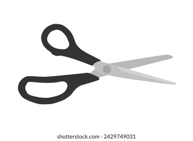 Open scissors vector illustration isolated on white background. Fashion tool symbol. Hair style equipment.