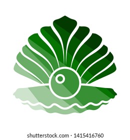 Open Seashell Icon. Flat Color Ladder Design. Vector Illustration.