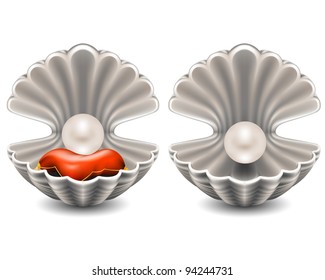 Open seashell with pearl