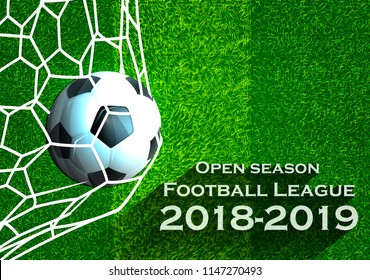  Open season Football League  2018-2019 Text - with Football,net,Grass,football field.