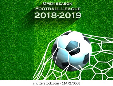  Open season Football League  2018-2019 Text - with Football,net,Grass,football field.