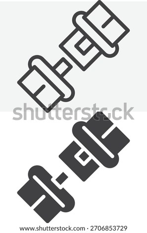 Open seat belt line and solid icon set. Outline and solid icon with editable stroke vector sign and symbol showing safety belt buckle.