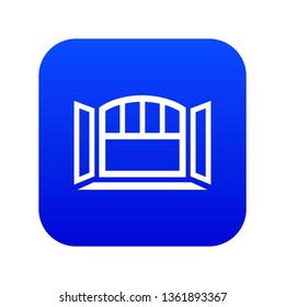 Open semicircular window frame icon blue vector isolated on white background