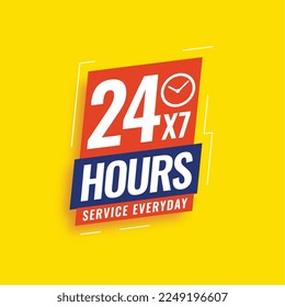 open service available for 24 hours and 7 days with clock sign vector 