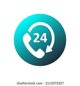 open service icon wake up support phone sign customer assistance symbol operator vector illustration line clock 24 day time connection center flat talk call isolation concept