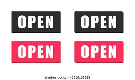 Open set icons. Flat and silhouette style. Vector icons.