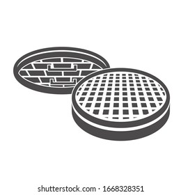 Icono de alcantarillado abierto en estilo plano.Ilustración vectorial.	