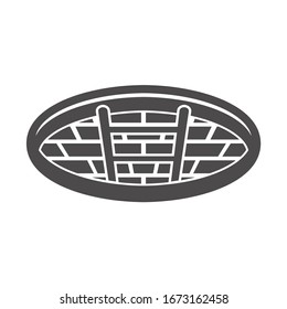 Open sewer manhole icon in flat style.Vector illustration.	