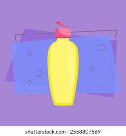 Open shampoo bottle vector illustration. Shower gel, moisturizer, foam bath. Plastic bottles concept. Vector illustration can be used for topics like cosmetics, hygiene, body care