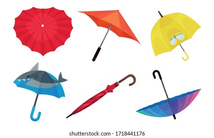 Open Shaped Bright Umbrellas Rainy Weather Stock Vector (Royalty Free ...