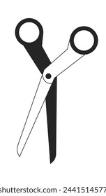 Open sharp scissors 2D linear cartoon object. Handicraft supply. Cutting tool isolated vector outline item. Working cutter instrument with blades monochromatic flat spot illustration