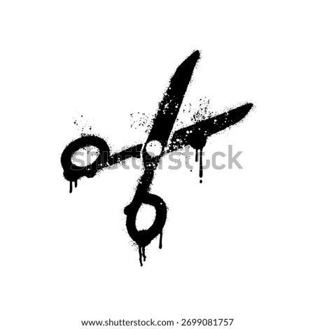 Open sharp scissors spray paint graffiti black and white stencil artwork