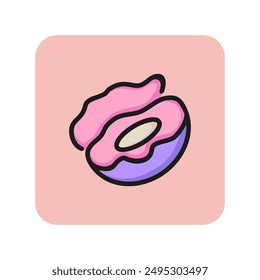 Open shell line icon. Seashell, scallop, pearl Ocean life concept. Can be used for topics like wildlife, seafood, shellfish
