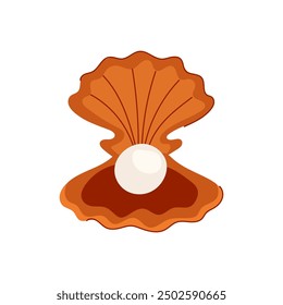 open shell pearl cartoon. sea beach, water summer, perl inside open shell pearl sign. isolated symbol vector illustration