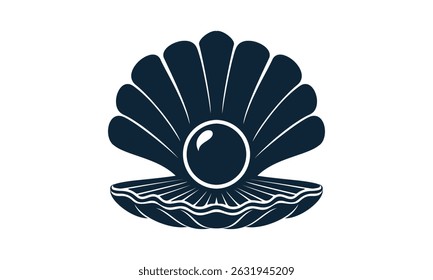 Open shell with a pearl icon vector template