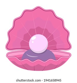 Open shell with pearls. Vector illustration