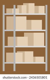 open shelving with boxes vector illustration