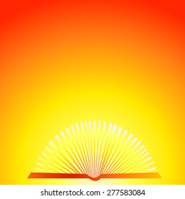 Open shining book. Vector