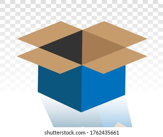 open shipping box or cardboard unboxing - flat icon for apps and websites