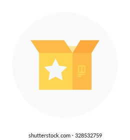 Open shipping box . Product release, packaging theme, flat style, colorful, vector icon for info graphics, websites, mobile and print media.
