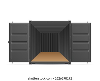 Open shipping cargo container on a white background. Vector illustration.
