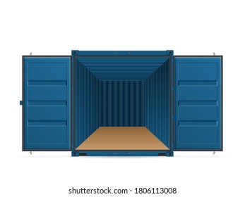 Open shipping cargo container on a white background. Vector illustration.