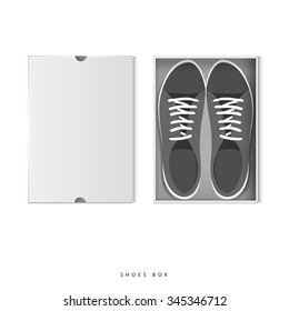 Open shoe box top on white background vector