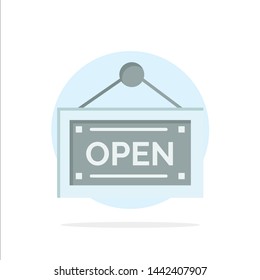 Open, Shop, Board Abstract Circle Background Flat color Icon