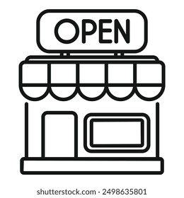 Open shop building facade icon representing commerce and retail