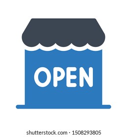 open shop glyph colour vector icon