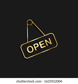 Open, shop gold icon. Vector illustration of golden icon