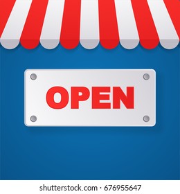 Open shop icon banner. E-commerce, usable for your personal or commercial use