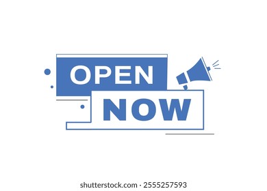 Open shop label sign design for banner or advertisement. Modern web element business concept.
