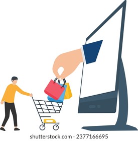 Open shop online, start e-commerce stores selling products online, build websites, create virtual stores on the internet concept, business people shopping on online concept.

