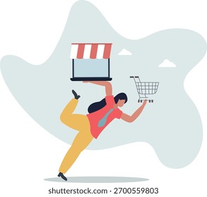 Abra la tienda en línea, comience la tienda de comercio electrónico que vende el producto en línea, construya el Sitio web, cree la tienda virtual en el concepto de Internet.