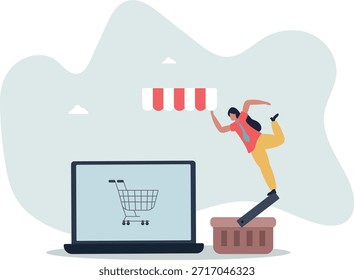 Abra la tienda en línea, comience la tienda de comercio electrónico que vende el producto en línea, construya el Sitio web, cree la tienda virtual en el concepto de Internet.
