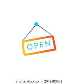open shop sign icon  in gradient color style, isolated on white background 