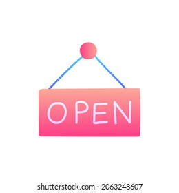 open shop sign icon  in gradient color style, isolated on white background 