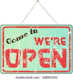 open shop sign, vector illustration