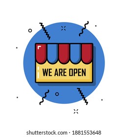 Open shop simple illustration. Easy to edit with vector file. Can use for your icon and simple illustration. Especially about marketing.