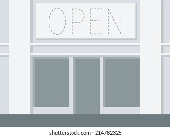 Open shopfront window, vector illustration