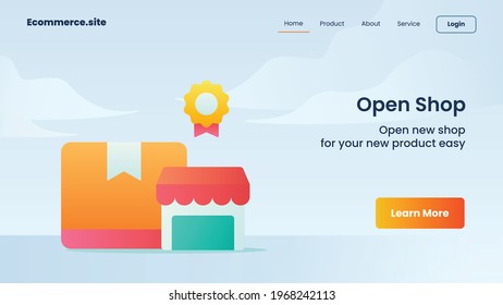 open shopping campaign for web website home homepage landing landingpage banner template flyer with flat cartoon style