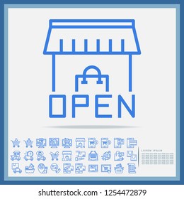 open shopping store icon set, vector, illustration