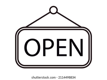 Open sign black icon on white background.