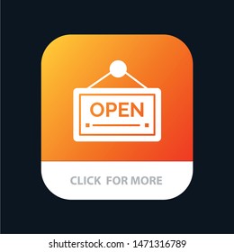 Open, Sign, Board, Hotel Mobile App Button. Android and IOS Glyph Version. Vector Icon Template background