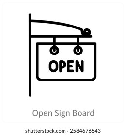 Open Sign Board icon concept