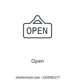 Open Sign concept line icon. Linear Open Sign concept outline symbol design. This simple element illustration can be used for web and mobile UI/UX.