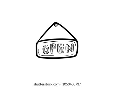 open sign doodle icon vector 