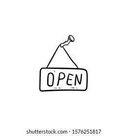 Open sign doodle icon vector hand drawing